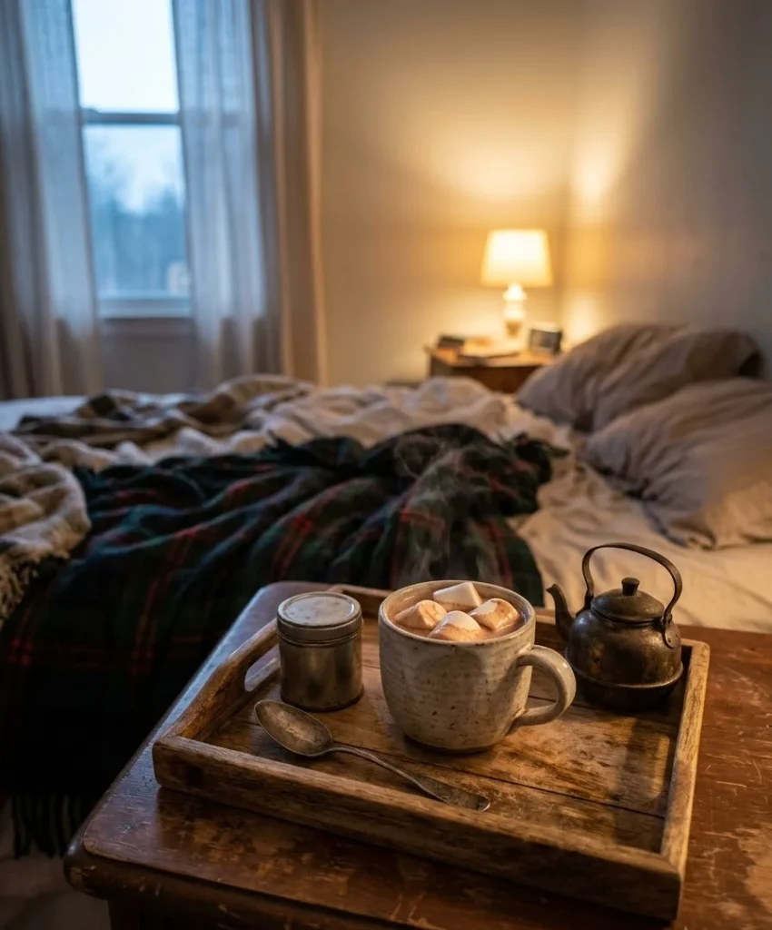 cocoa tray on the nightstand