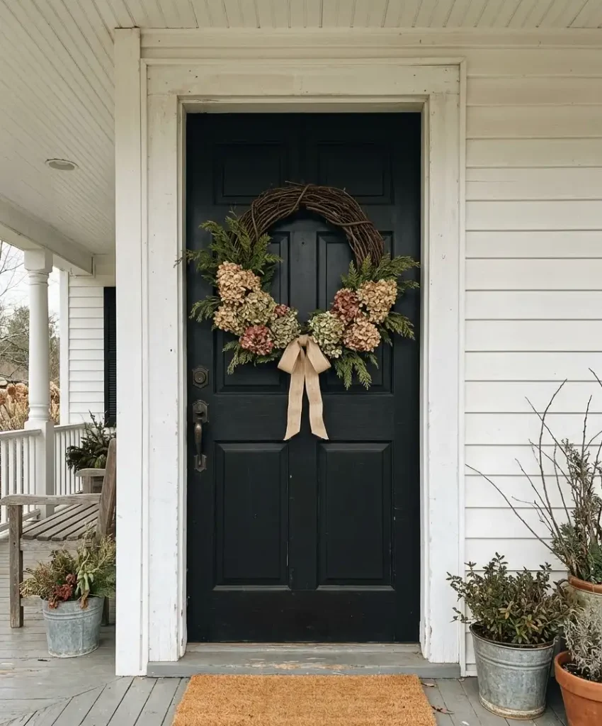 door wreath built from gathered