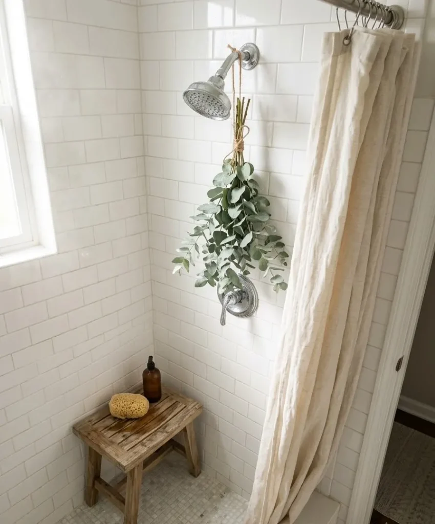 eucalyptus to the showerhead