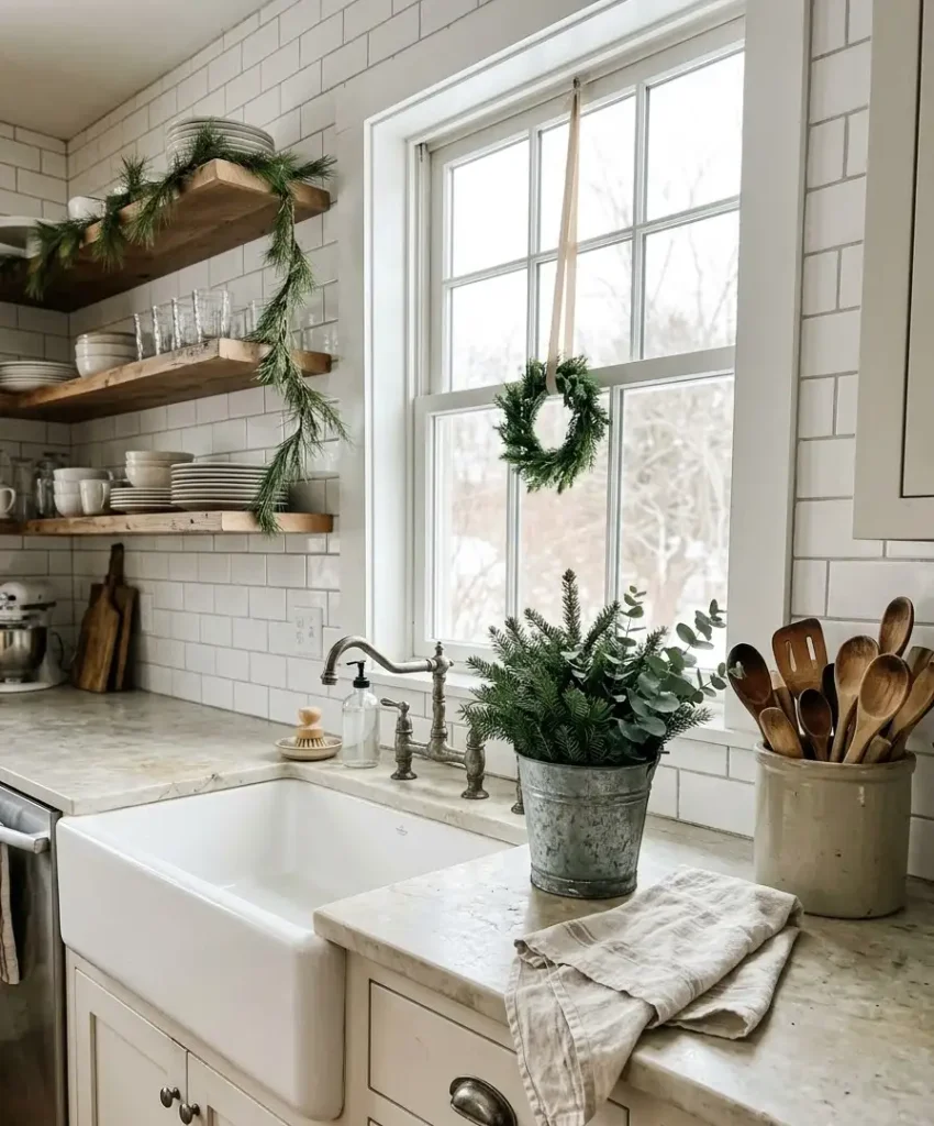 galvanized bucket by the sink