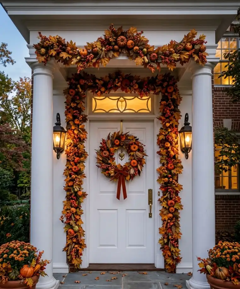 garland draped around the door frame