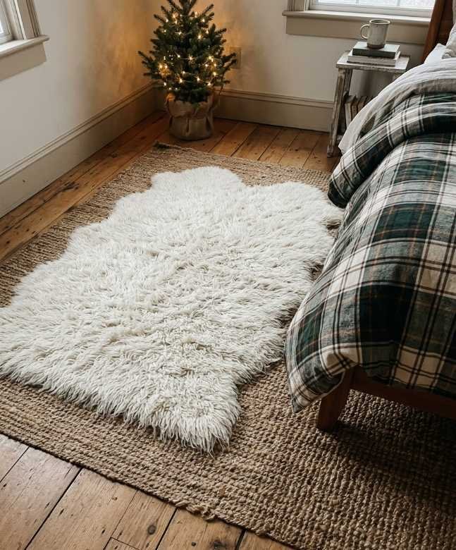layered rug in a cozy texture