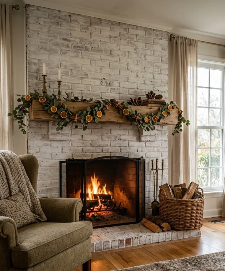  mantel garland with dried oranges