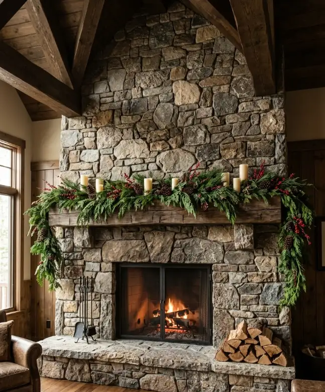 mantel garland with real greens
