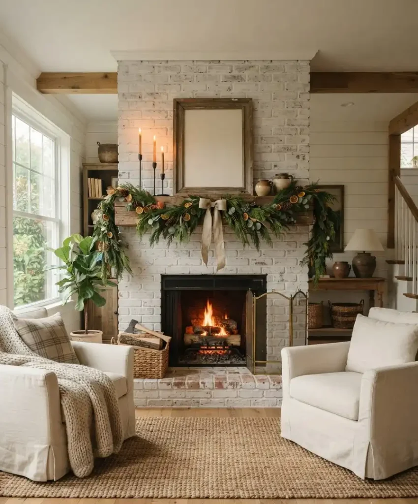 mantel garland with real texture