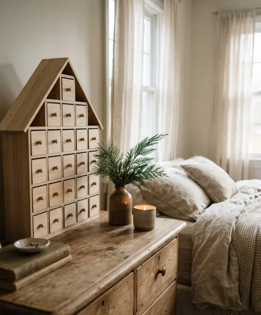 small advent calendar on the dresser