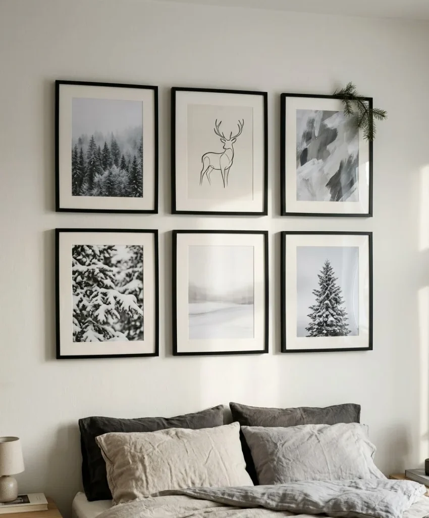 winter-themed gallery wall