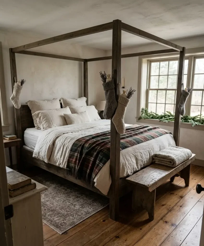 wool stocking on each bedpost