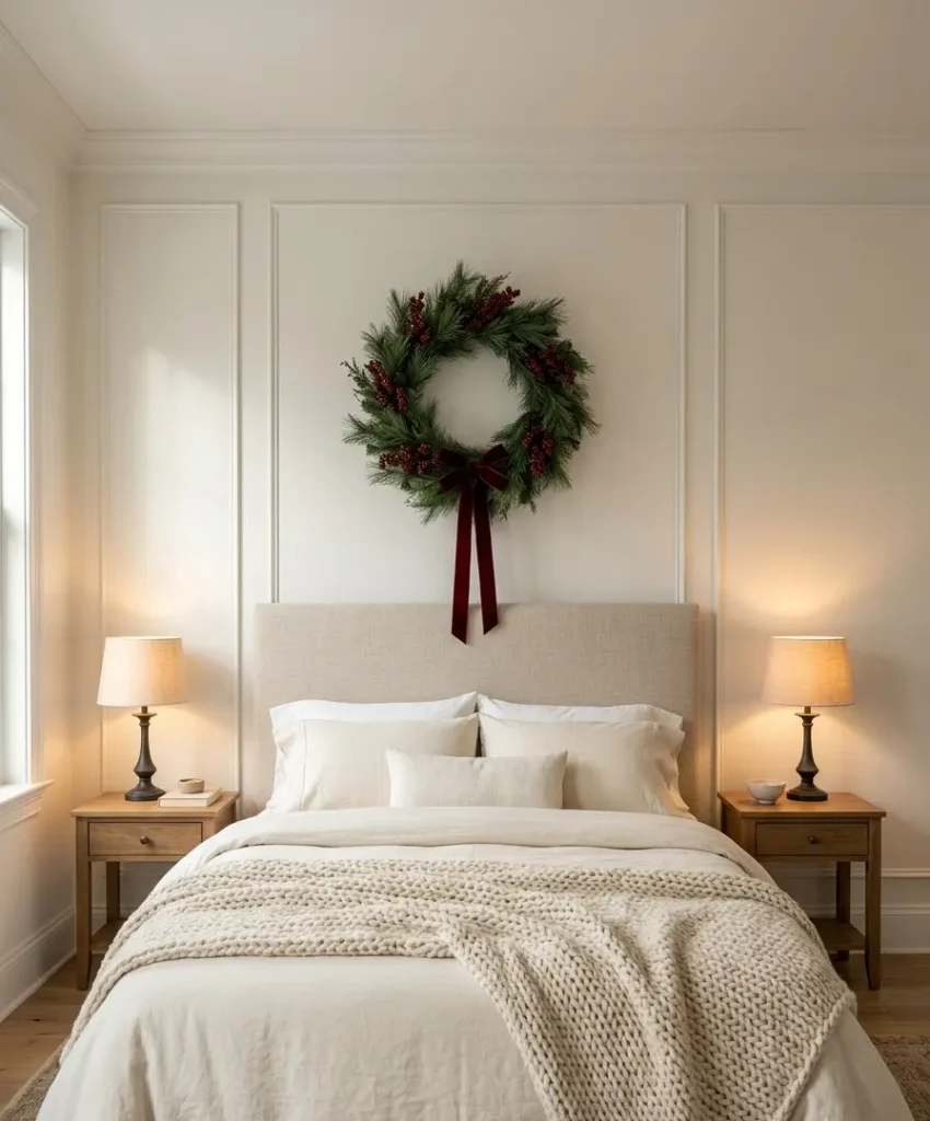 wreath over the bed or on the window