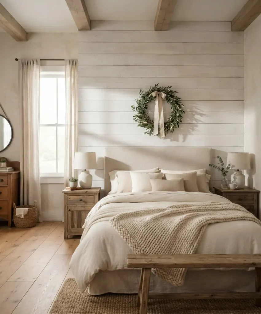 wreath over the headboard